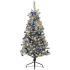 HOMCOM - Sapin de Noël artificiel illuminé de 5 pieds avec ornements bleus-Préconfiguré avec des ornements bleus pour un look festif 