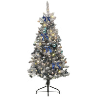 HOMCOM - Sapin de Noël artificiel illuminé de 5 pieds avec ornements bleus-Préconfiguré avec des ornements bleus pour un look festif 