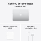 Apple - MacBook Air 13,6" avec Touch ID (2025) - Apple M4 - 16 Go RAM - 512 Go SSD - Argent - Français-2 ports Thunderbolt / USB 4