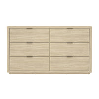 Manhattan Comfort - Evelyn 60" Moderne Commode à 6 Tiroirs Double - Naturel-Sophistication moderne – Une silhouette élégante et sculptée aux bords doucement arrondis et à la symétrie épurée apporte une sensation de luxe discret à tout espace
