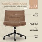 Elle Décor - Fauteuil jambes croisées Arabella recouvert de tissu - Brun Pâle-Modèle sans accoudoirs qui permet de s’assoir en tailleur et de bouger librement, et qui convient aux espaces de bureau restreints