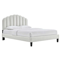 Modway - Daisy Performance Velvet Lit de plateforme complet, Gris clair-Lit double moderne vintage