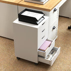 HOMCOM - Classeur avec 5 roulettes et organisateur de rangement - blanc-Design minimaliste aux lignes épurées, s’accorde parfaitement à une décoration contemporaine ou moderne de maison et de bureau 
