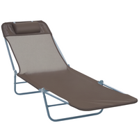 Outsunny - Chaise longue d’extérieur - chaise pliante inclinable réglable - brun-Idéal pour le jardin, le balcon, la piscine, la plage et plus encore