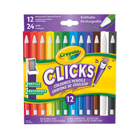 Crayola - Crayons de couleur mécaniques Clicks - Paquet de 12-ENSEMBLE DE CRAYONS DE COULEUR MÉCANIQUES CLICKS CRAYOLA : Comprend 12 crayons de couleur mécaniques et 24 mines de couleur de recharge
