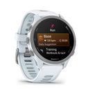 Garmin - Forerunner 170 - Whitestone avec bracelet Whitestone/Cloud Blue-Les fonctions d'entraînement avancées vous permettent de déterminer si vous êtes prêt à courir grâce à la préparation à l'entraînement, de savoir si vos séances sont productives grâce au statut d'entraînement, et de comprendre le bénéfice principal de vos séances grâce à l'effet d'entraînement