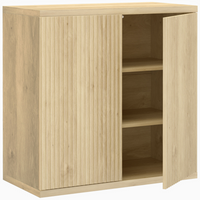HOMCOM - Buffet bas cannelé 30,7 po avec porte à ouverture par pression - chêne-La finition chêne moderne ajoute de l'élégance à tout espace de vie