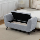 HOMCOM - Banc de rangement rembourré avec accoudoirs - gris-Assise relevable avec espace de rangement caché pour organiser des livres ou des couvertures 