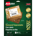 Avery - 35524 Étiquettes imperméables, 3⅓" x 4", adhésif permanent, pour imprimantes laser, blanc, Paquet de 60-Peuvent être immergées dans l’eau sans tomber en morceaux