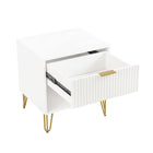 Manhattan Comfort - DUMBO Table de nuit moderne 1 tiroir 20,07" - Blanc - Lot de 2-Parfait pour le rangement de chevet, les lampes ou les objets de décoration