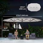 Outsunny - Parasol de terrasse double face - blanc crème-La manivelle permet d’ouvrir et de fermer facilement le auvent