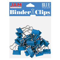 JAM Paper - Pinces à reliure colourées - petites - 19 mm (3/4 po) - pinces à reliure bleues - paquet de 25-Couleur : Bleu | Fabriqué en acier trempé pour une tenue extra forte