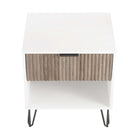 Manhattan Comfort - Dumbo table de chevet moderne 1 tiroir et commode 3 tiroirs - blanc et gris rustique - ensemble de 2-10