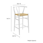 Modway - Amish Tabouret de bar - Blanc-Siège en corde de papier tissée