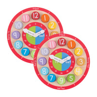 Bigjigs Toys - Horloge pédagogique - Paquet de 2-Chaque horloge en bois comprend 12 pièces amovibles et des annotations pratiques.