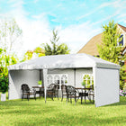 Outsunny - Tente auvent d'extérieur pliante 10 pi l x 20 pi L avec sac de transport - Blanc-Le toit en polyéthylène aide à bloquer les rayons UV lors d'une utilisation extérieure ensoleillée