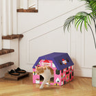 PawHut - Maison griffoir 2-en-1 pour chat avec tapis à griffer et herbe - rose-Comprend de l'herbe à chat pour inciter au jeu et aider les chats à s'adapter rapidement 