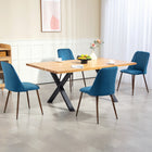HOMCOM - Chaises de salle à manger en velours - bleu foncé - ensemble de 4-Le revêtement matelassé à canaux effet velours est très doux au toucher