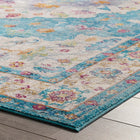 Modway - Success Médaillon vintage floral vieilli Anisah Tapis de comédie 8 pi l x 10 pi L - Bleu ivoire clair, jaune, orange-Dessous en caoutchouc de prise