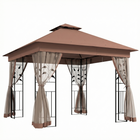 Outsunny - Pavillon de patio 10 pi l x 10 pi L - auvent de pavillon d’extérieur - brun foncé-La tente gazebo avec parois latérales en maille est un ajout fantastique à votre terrasse, balcon ou jardin
