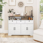 HOMCOM - Buffet armoire de rangement 47,2 po L - blanc-Conception anti-basculement assurant sécurité et stabilité 