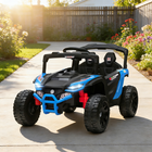 Qaba - Camion électrique 12V pour enfants avec double moteur pour garçons et filles de 3 à 5 ans - bleu-Deux modes avec télécommande parentale pour plus de sécurité et de contrôle  
