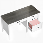 HOMCOM - bureau exécutif style ferme 54 po avec tiroir pour dossiers - grain de bois blanc-Allie un plateau à motif bois noir avec un cadre blanc pour un charme classique de ferme