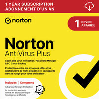 Norton - Antivirus Plus logiciel antivirus - 1 appareil - abonnement d'un an [téléchargement]-Une adresse e-mail valide doit être fournie lors du paiement