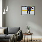 Zach Hyman Oilers Action-H - Toile encadree - 31" x 22"-Prêt à accrocher - livré entièrement assemblé
