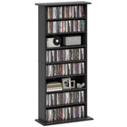 HOMCOM - Armoire de rangement média mince - noir-Étagères réglables pouvant accueillir jusqu'à 185 DVD ou Blu-ray 