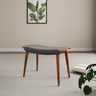 Manhattan Comfort - Geta pouf rembourré tissé en lin de style milieu du siècle 25,2" - charbon et noyer antique-Recouvert d’un tissu en lin durable et résistant aux taches