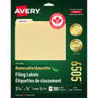 Avery - Étiquettes de classement amovibles, blanches, laser/jet d'encre, 3-7/16" x 2/3", 300/pqt-Facile à personnaliser avec les gabarits gratuits en utlisant le logiciel Avery® Création et Impression en ligne