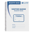 C-Line - Badges de visiteur avec journal de registre – Taille du badge 3-5/8 po x 1-7/8 po - Ensemble de 150 badges et carnet de bord-Chaque livre contient 150 badges visiteurs autocollants