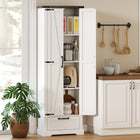 HOMCOM - Armoire de garde-manger 71 po avec 2 portes - blanc-Portes de grange classiques et poignées vintage ajoutent un charme campagnard intemporel 