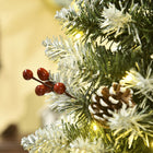 HOMCOM - Sapin de Noël artificiel 6' enneigé pré-illuminé avec pommes de pin et baies-Base solide pour plus de stabilité 