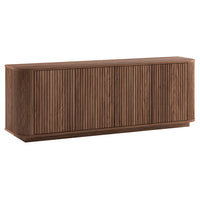 Hudson&Canal - Meuble TV rectangulaire Canton pour téléviseurs jusqu'à 75 po - Noyer satiné-Un design transitionnel permet d'accueillir des téléviseurs jusqu'à 75 pouces dans votre espace de divertissement