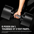 MotionGrey - Ensemble  de 2 haltères réglables V3 avec réglage rapide par rotation - 9 à 53 lb-Couleur : Noir