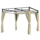Outsunny - Tonnelle Extérieur, Pergola avec Auvent Rétractable et Rideaux - 10 pi x 10 pi - Beige-Le toit rétractable vous permet de contrôler facilement l’exposition au soleil et à l’ombre 