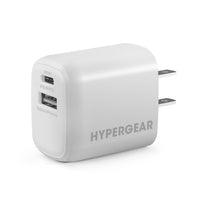 HyperGear - Chargeur mural double port USB-C 30 W et USB-A 18 W - Blanc-Chargez deux appareils à la fois