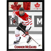 Connor McDavid Team Canada 20x29 Skating sur toile - Toile encadree - 22" x 31"-Impression sur toile de qualité supérieure avec bordures enveloppées