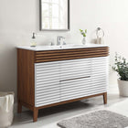 Modway - Render 48" Vanité de salle de bain à un seul lavabo - Blanc Noyer Blanc-Coiffeuse à grains de noyer