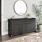 Prepac Riverdale – Commode à 6 tiroirs, noir délavé (HDC-6330-V)-Côtés de tiroir robustes, en pin massif