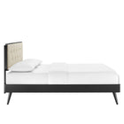 Modway - Bridgette Bois Lit à plateforme complet avec pieds écartés, Noir beige-Assemblée requise