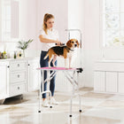 PawHut - Table de toilettage pliable pour chiens et chats, surface antidérapante - rose-Plateau avec surface en caoutchouc texturé pour éviter de glisser 