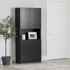 South Shore - Liora - Bibliothèque 4 portes et rangement ouvert modulaire- Chêne noir-Modulable : Personnalisez votre espace avec 2 tablettes ajustables, permettant de multiples configurations selon vos besoins de rangement.