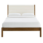 Modway - Olea Bois massif Boucle à touffes de canal Lit plateforme Queen, Noyer plume-Pas besoin de sommier