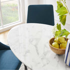 Modway - Lippa Ovale de 48 po Faux marbre Table à manger, Blanc-4