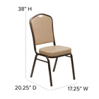 Flash Furniture – Chaise de banquet empilable Hercules à dossier en couronne, tissu beige avec cadre à veine cuivre-Coussin de siège épais de 2,5 pouces