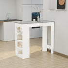 HOMCOM - Table de bar avec 4 étagères de rangement - gris-Idéale pour créer un coin boisson convivial ou comme espace de travail improvisé, elle sert également de table d'appoint pour exposer des souvenirs 