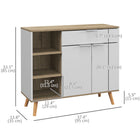 HOMCOM - Buffet 37,4 po L - blanc-Peut être utilisé comme buffet, armoire de salle de bain ou meuble de rangement pour le couloir 